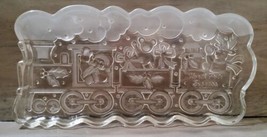 Santa Train North Pole Express 13.5 Christmas Serving Dish Frosted Glass... - £18.03 GBP