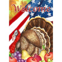 Toland Home Garden 1012231 Patriotic Fall Welcome Thanksgiving Flag 28x40 Inch D - £24.77 GBP