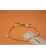 18k Gold yellow gold chain -Pearl Gemstone Bracelet #643 - £15.28 GBP