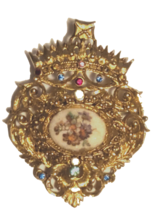 Large Vintage Very Elaborate Crown Brooch - £23.55 GBP