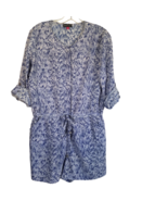 Vince Camuto Shorts Romper Size M Blue White Jumpsuit Tab Sleeve Tie Wai... - £17.45 GBP