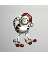 Christmas Brooch Holiday Cat Pin 1.5” Wide - Cute Kitty ! - $2.84