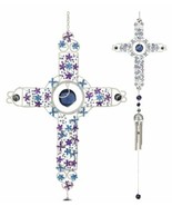 Amazing Grace Floral Cross With Gemstones Resonant Relaxing Wind Chime 4... - $45.26 CAD