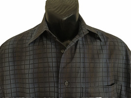 ZANELLA men&#39;s dress casual shirt M Made in Italy blue brown black plaid ... - £54.84 GBP