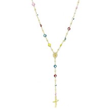 18k Layered Real Gold Filled Religious Rosary necklace Cross charm EVIL ... - $14.52