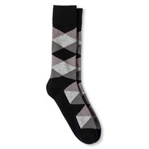 Merona NEW Mens Dress Crew Socks 6 12 Ebony Diamond Black - £7.06 GBP