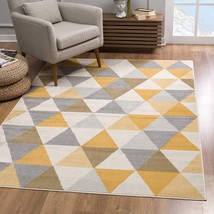 5 X 7 Yellow and Ivory Geometric Area Rug - €144,32 EUR