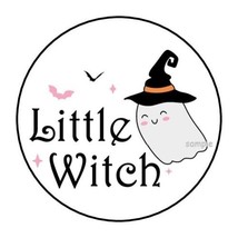 30 Halloween Envelope Seals Labels Stickers 1.5&quot; Round Cute Little Witch Ghost - £6.00 GBP