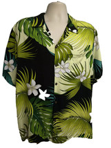 Mens Vintage Hawaiian Aloha Green Floral Button Up Shirt XL Pocket Hawaii USA - £23.36 GBP