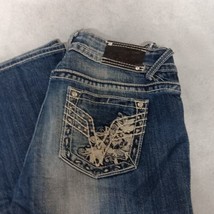 Vigoss Chelsea Boot Cut Blue Jeans 30x33 Dark Wash Rhinestones - £27.38 GBP