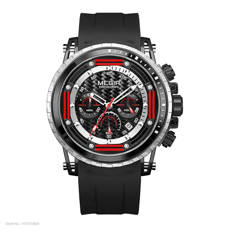 Watches for Men Fashion Chronograph Quartz Watch with Silicone Strap Wat... - $45.86