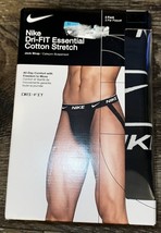 Nike ~ 3-Pair Mens Jock Strap Underwear Dri-fit Cotton Black Essential ~ L - £25.45 GBP