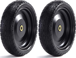 Replacement Cart Tire Wheel Set of 2 Flat-Free 13” Wheelbarrow Carts Tro... - $109.32