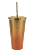 Starbucks Sunset Gold Orange Gradient Stainless Steel Cold Cup Tumbler 16Oz - £38.34 GBP