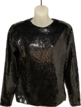 Vintage 70’s/80’s Designer Bill Blass for I. Magnin Black Sequin Top, US... - £196.61 GBP