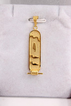Egyptian 18K Gold Pendant Cartouche 2 Names in Hieroglyphics ( 3:11 Letters) - $510.04+