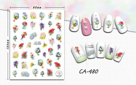 Nail art 3D stickers decal red blue pink yellow flowers white chamomile CA480 - £2.54 GBP