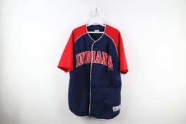 Vtg Y2K 2003 Mens Large Distressed Spell Out Cleveland Indians Baseball Jersey - £35.65 GBP