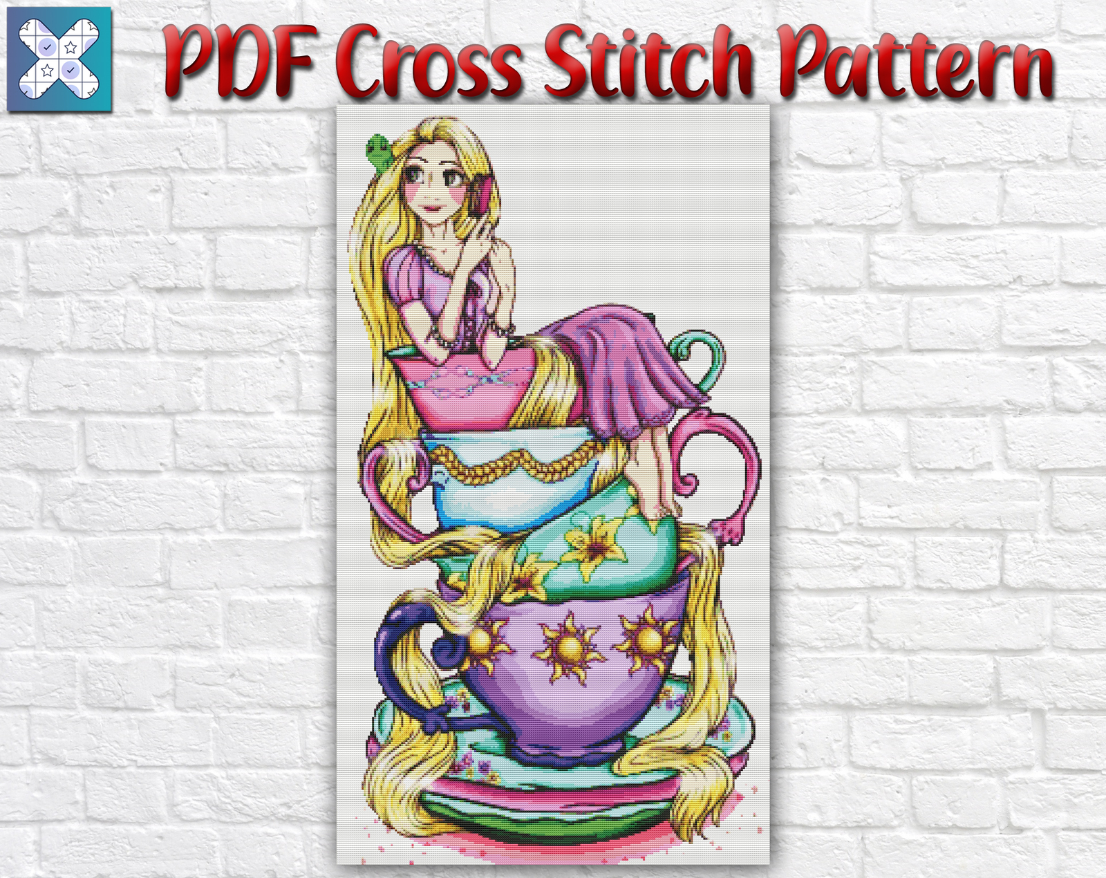 Princess Rapunzel Cross Stitch Pattern / Disney Princess Cross Stitch Pattern