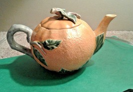 Williams Sonoma 7&quot; Pumpkin Teapot Harvest Fall Thanksgiving Orange Vine Leaf - £22.98 GBP