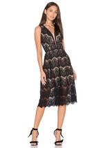 Aijek Loyola Lace Sleeveless V-Neck Midi Dress Black Size 2 Medium - £69.98 GBP