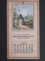 Lych Gate Funeral Chapel Advertising Small Desk Trade Calendar 1936 MI U... - £23.81 GBP