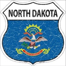 North Dakota State Flag Highway Shield Metal Sign - £22.34 GBP