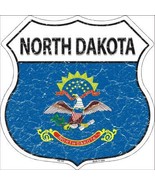 North Dakota State Flag Highway Shield Metal Sign - £22.34 GBP