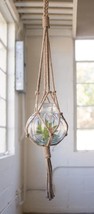 Rustic Farmhouse Woven Jute Rope Macrame Style Hanging Molten Glass Cand... - £38.45 GBP