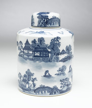 Zeckos AA Importing 59721 Blue And White Round Jar With Lid - £46.73 GBP