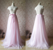 PINK Floor Length Tulle Skirt Womens Custom Tulle Skirt Outfit for Wedding image 2