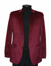 Men&#39;s Velvet Sport Coat Jacket by BASSIRI Leonardi J1042 Burgundy - £55.29 GBP
