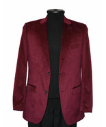 Men&#39;s Velvet Sport Coat Jacket by BASSIRI Leonardi J1042 Burgundy - £77.49 GBP