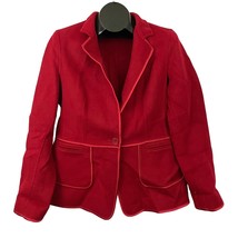 Talbots Red Wool Blend Single Button Short Blazer Sz 12 Coat - £20.15 GBP