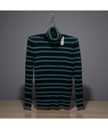 Talbots NWT Navy Blue/Green Striped Ribbed Turtleneck Sweater SZ P Petit... - $734.85 MXN