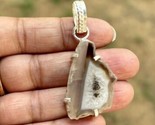 925 Sterling Silver Plated, Druzy Geode Agate Stone Pendant, Healing, Ch... - $12.73