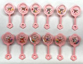 Vintage Baby Pink Baby Rattle Baby Shower Cupcake Toppers Set of 12 BC6 - $12.99