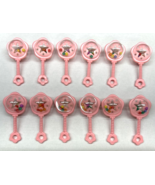 Vintage Baby Pink Baby Rattle Baby Shower Cupcake Toppers Set of 12 BC6 - £10.20 GBP