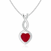 Authenticity Guarantee 
6MM Natural Ruby &amp; Diamond Infinity Heart Pendant Nec... - £671.98 GBP