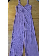 Pink Rose Mauve Jumpsuit V Neck Wide Leg Pants Casual Boho Chic, Size L - $260.03 MXN