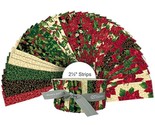 Jelly Roll Poinsettia Symphony Christmas Holidays Cotton Fabric Precuts ... - $49.97
