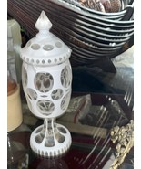 Cobalt  Antique Domed Covered White  Art Glass Jar aprox. 6.5” tall - $319.99