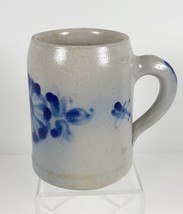 Vintage Marzi Remy Blue Salt Glazed Ceramic Mug Beer Stein 05L Floral 5&quot; tall - £13.75 GBP