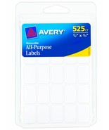 525 Removable Self Adhesive LABELS 1/2&quot;x3/4&quot; Small White Rectangular AVE... - $29.39 CAD