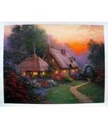 Sergon &quot;Heather&#39;s Cottage&quot; canvas flower garden&amp; cottage Kinkade style - £54.50 GBP