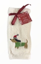 Avanti Dachshund Fingertip Towel Set Of 2 Ivory Christmas Doxie Hot Dog - $36.14