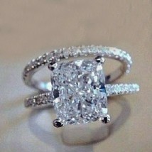 2CT Principessa Diamanti Finti Solitario Sposa Fidanzamento Anello 925 Argento - £149.78 GBP