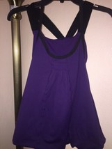 LULULEMON LOLO PURPLE &amp; BLACK AWARENESS TANK SIZE 4 - £47.47 GBP