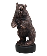 North American Standing Black Bear Roaring Decor Statue With Round Troph... - $202.30 CAD