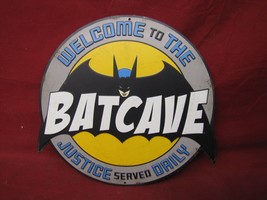 DC Comics Welcome To The Batcave &quot;Justice Served Daily&quot; Embossed Metal Sign - £23.22 GBP